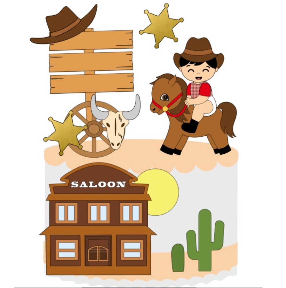 Topo de Bolo Cowboy Baby 2 + 4 Arquivos a Sua Escolha