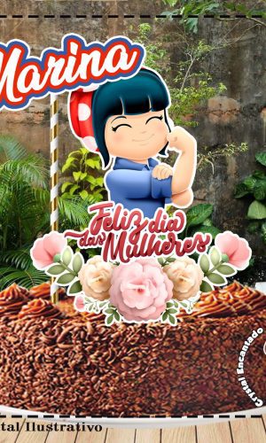 Topo de Bolo Dia da Mulher 01 - Ref 1374 Arquivo Digital