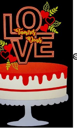 Topo de Bolo Dia dos Namorados Love-2- Arquivo de Corte