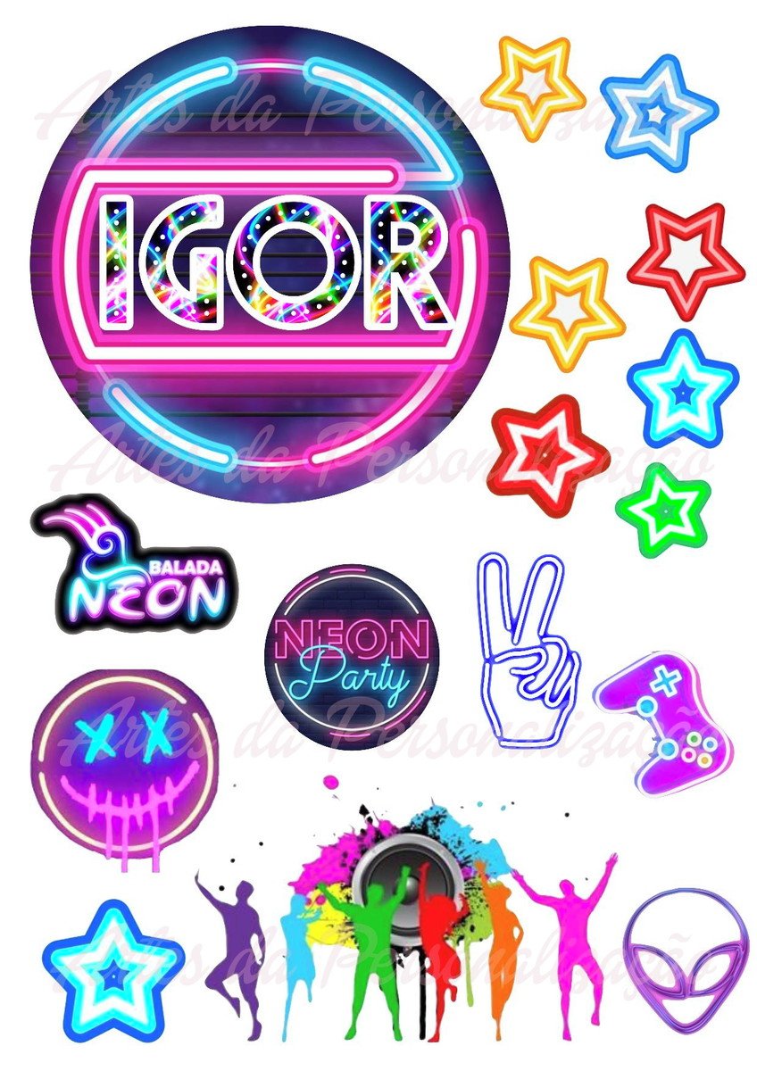 Topo de Bolo DIGITAL NEON BALADA