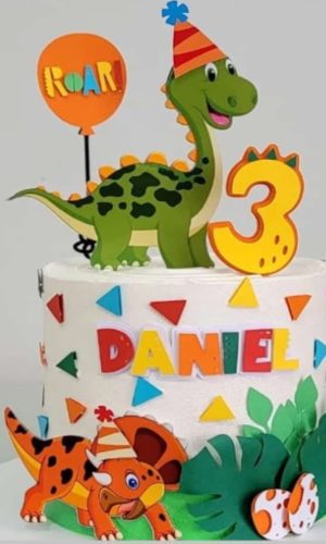 Topo de Bolo Dinos Cute + Link com 20 Brindes
