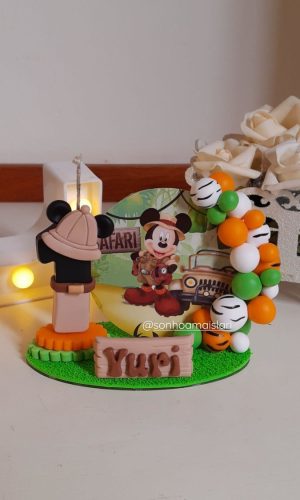 Topo de Bolo Mickey Safari Display Base Invertida
