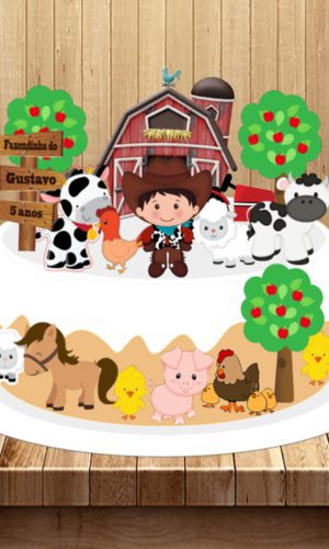 Topo de Bolo Fazendinha Cute - Arquivo Digital