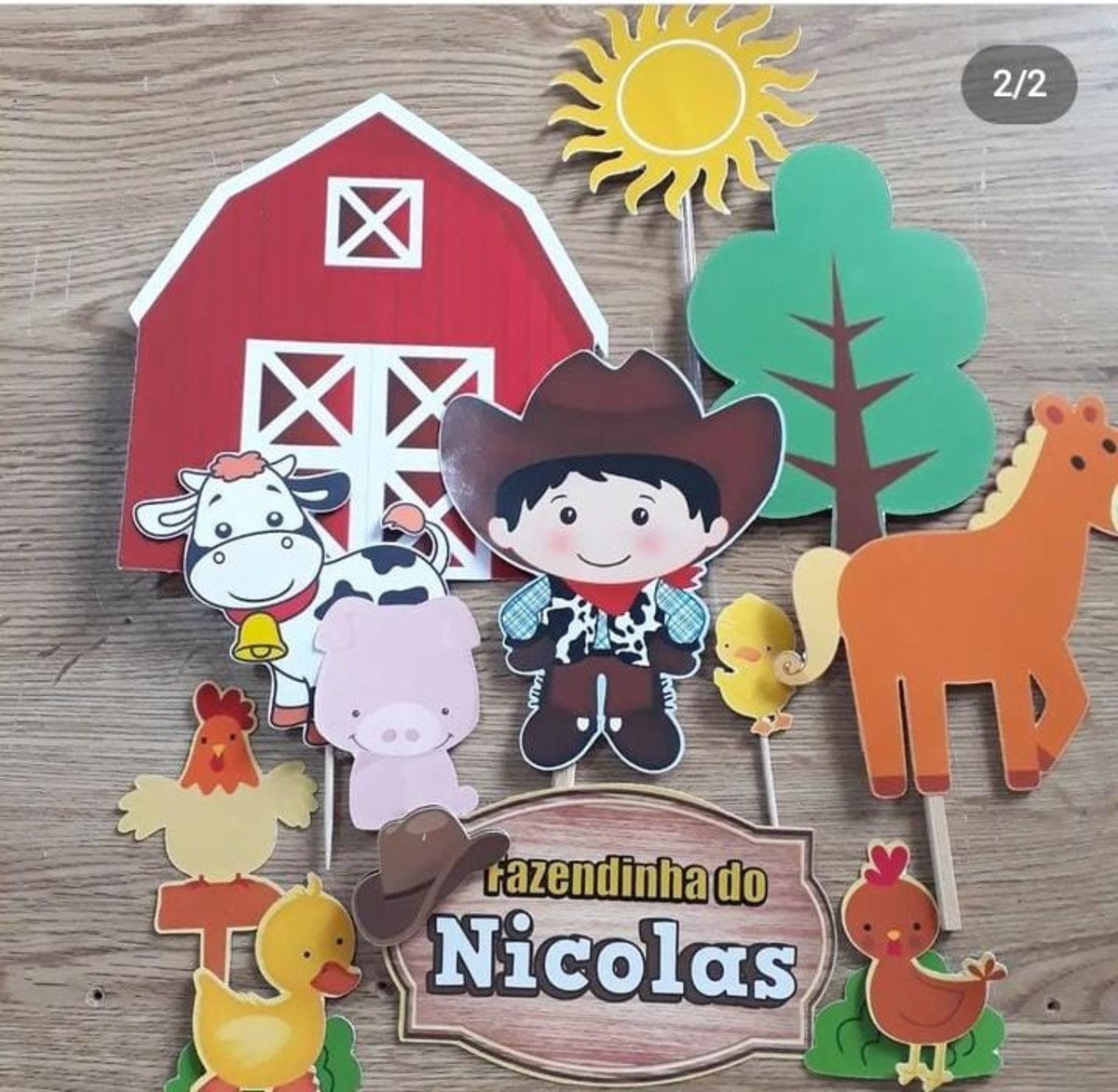 Topo de Bolo Fazendinha Menino - Imagem 2