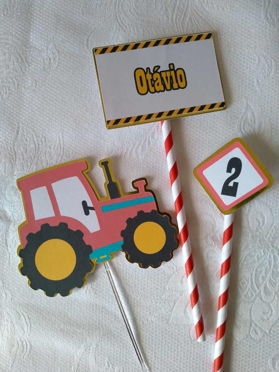 Topo de Bolo Festa Trator - Imagem 2
