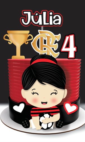 Topo de Bolo Flamengo Menina Baby Arquivo de Corte