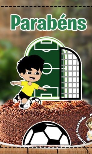 Topo de Bolo Futebol Brasil Menino -ref 5038 Arquivo Digital