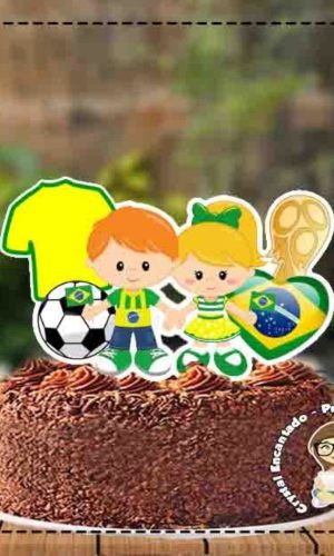 Topo de Bolo Futebol Brasil - Ref 1580 Arquivo Digital