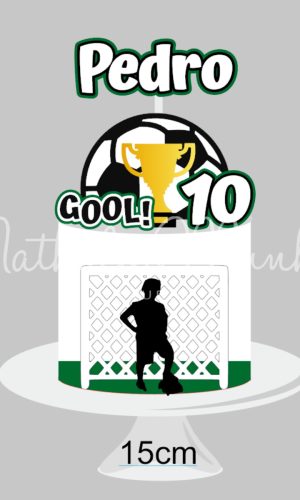 Topo de Bolo - Futebol Goleira e Troféu - Arquivo de Corte
