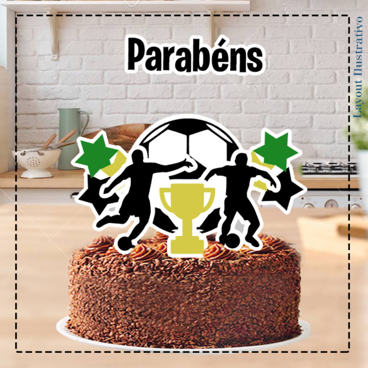 Topo de Bolo Futebol Taça 5287 Arquivo Digital