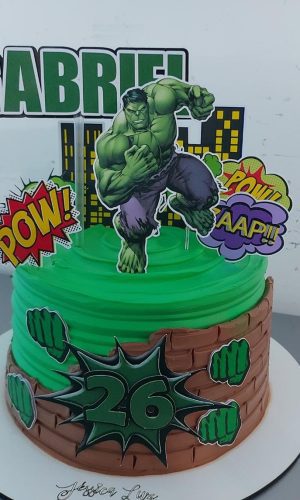 Topo de Bolo Hulk