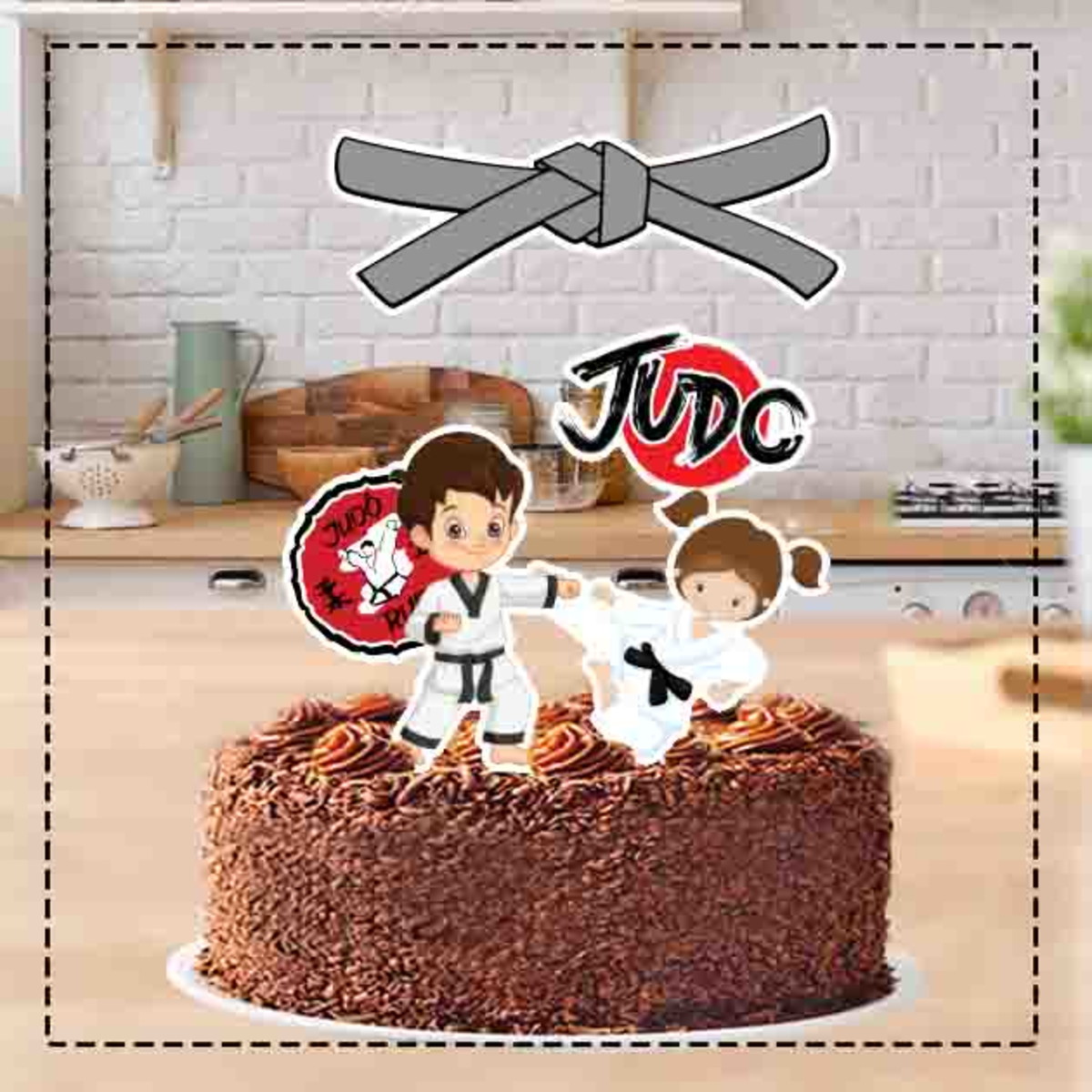 Topo De Bolo Judo Meino E Menina - Arquivo Digital