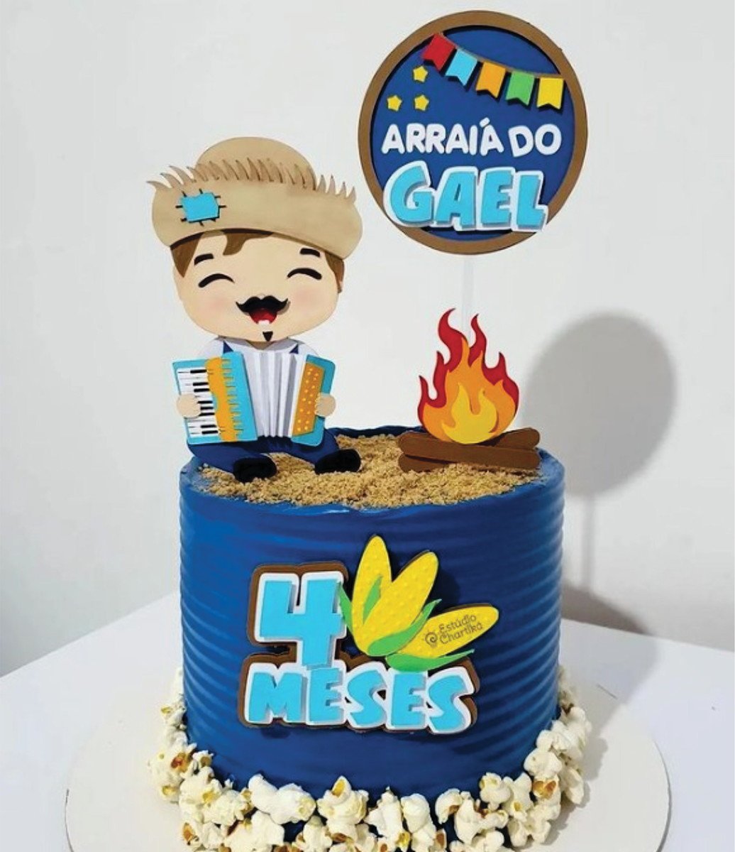 Topo de Bolo Junino Menino na Sanfona Arquivo de Corte