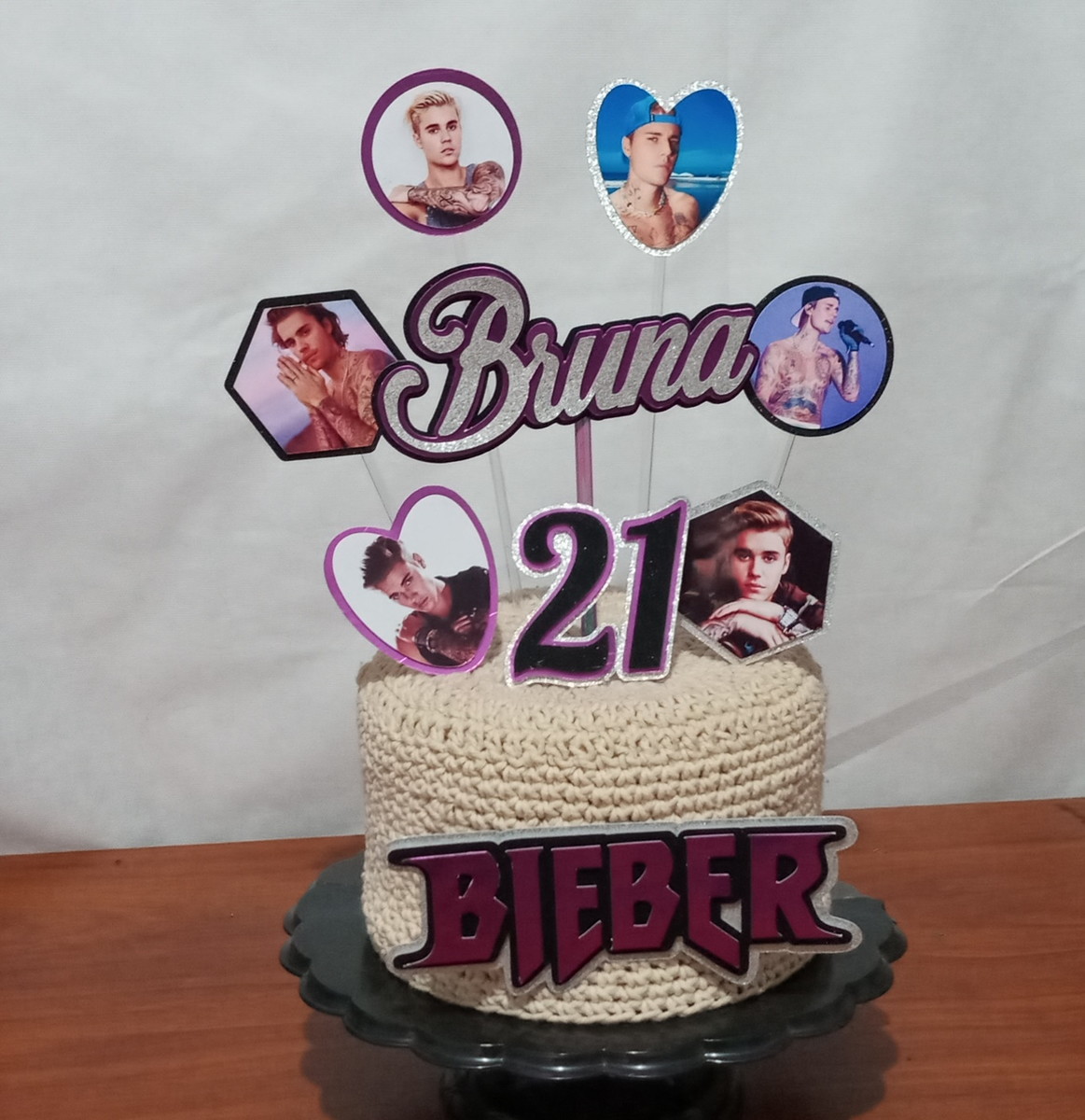 Topo de Bolo Justin Bieber Personalizado