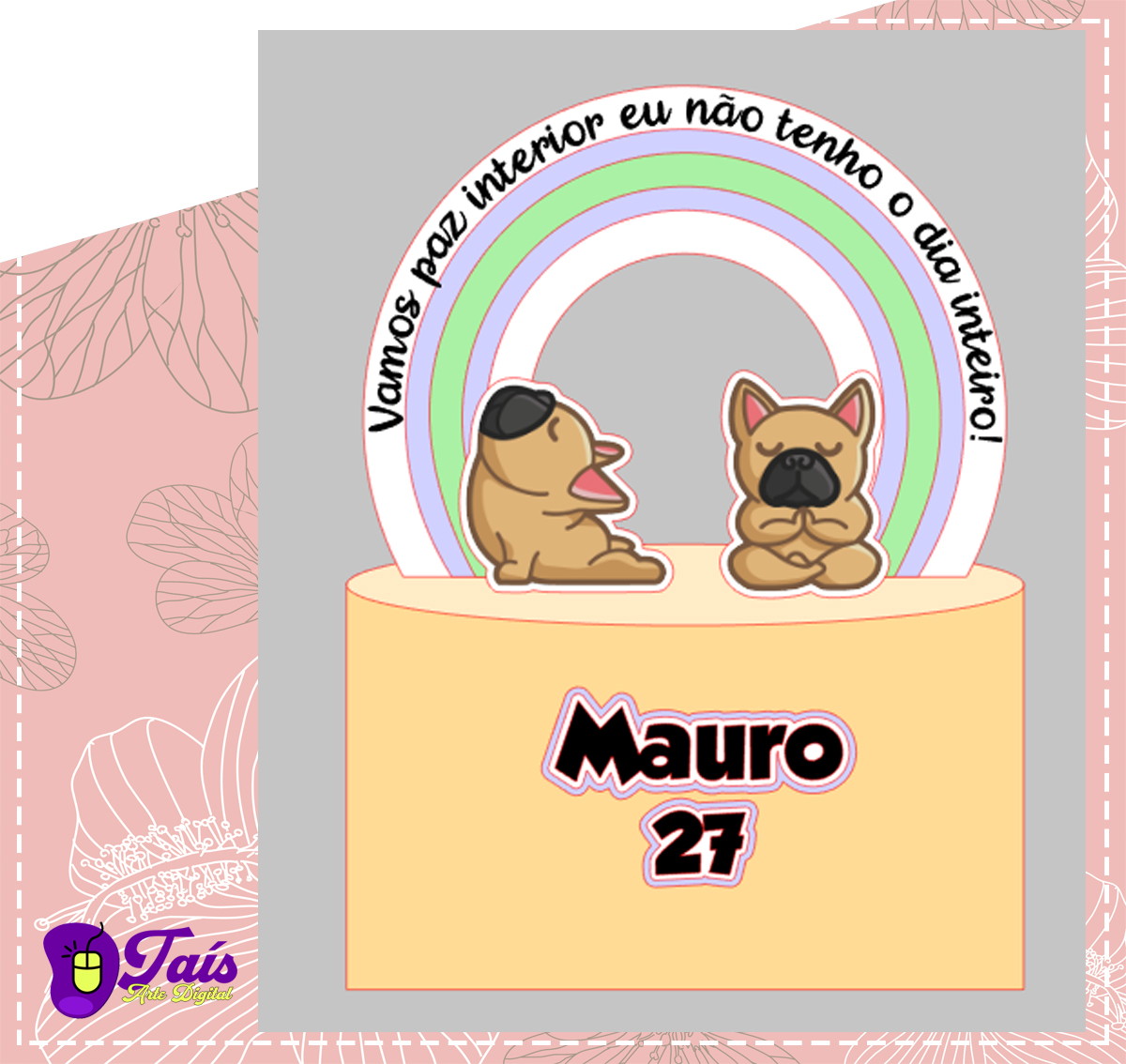 Topo de Bolo Meditação 01 - Arquivo de Corte Studio e PDF