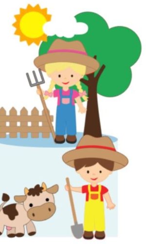 Topo de Bolo Menina e Menino Fazendinha - Arquivo Digital