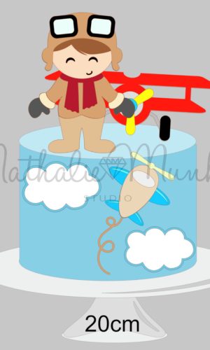 Topo de Bolo - Menino Aviador - Arquivo de Corte