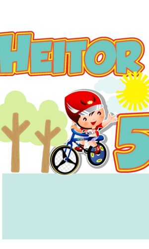 Topo de Bolo Menino Bike + 4 Arquivos a Sua Escolha