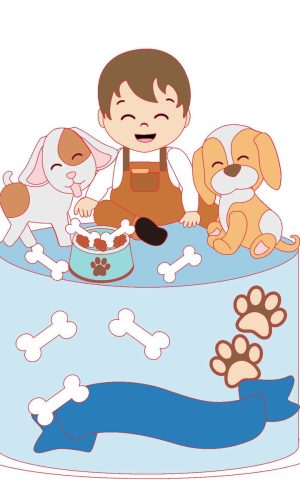 Topo de Bolo Menino e Cachorros - Arquivo Digital