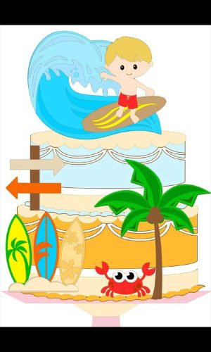 Topo de Bolo Menino Surfando + 4 Arquivos a Sua Escolha