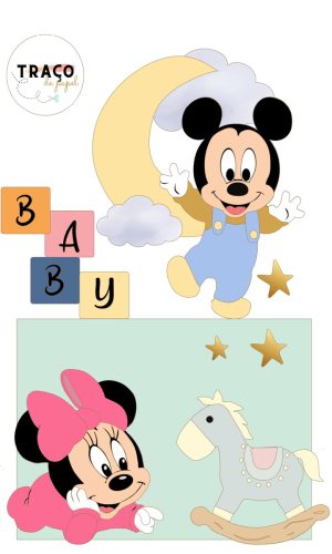 Topo De Bolo Mickey & Minnie Baby - 100% Camadas (digital)