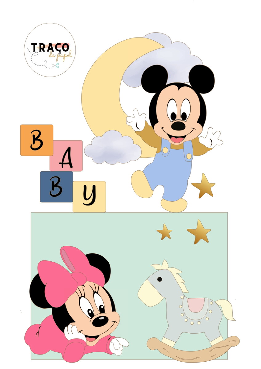 Topo De Bolo Mickey & Minnie Baby - 100% Camadas (digital)