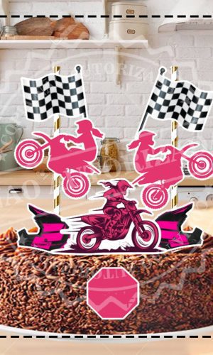 Topo De Bolo Motocross Feminino 02 - Arquivo Digital