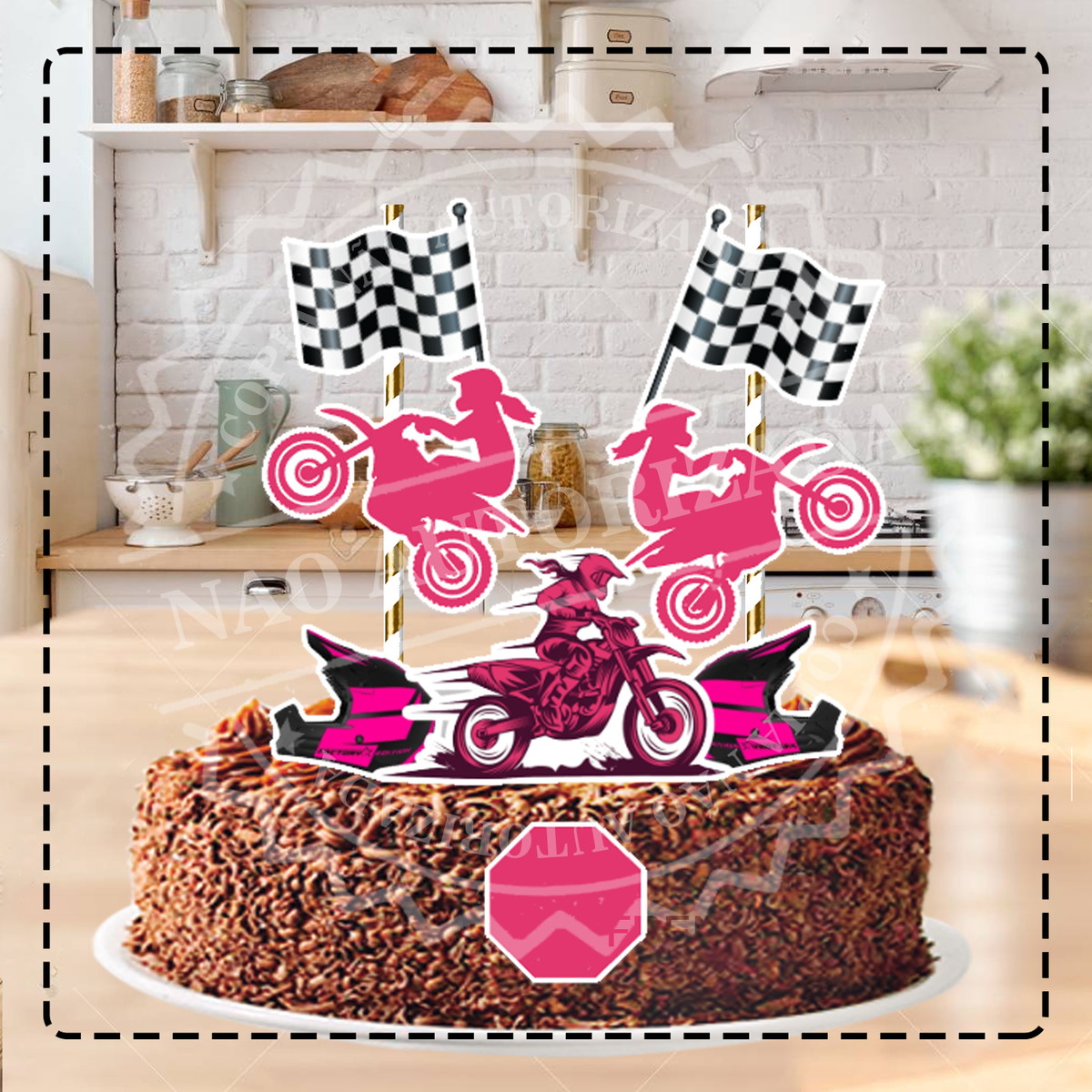 Topo De Bolo Motocross Feminino 02 - Arquivo Digital
