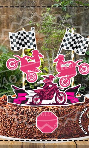 TOPO DE BOLO MOTOCROSS FEMININO - REF 2867 ARQUIVO DIGITAL