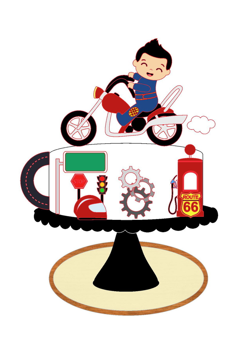 Topo de Bolo Motoqueiro Baby - Arquivo Digital