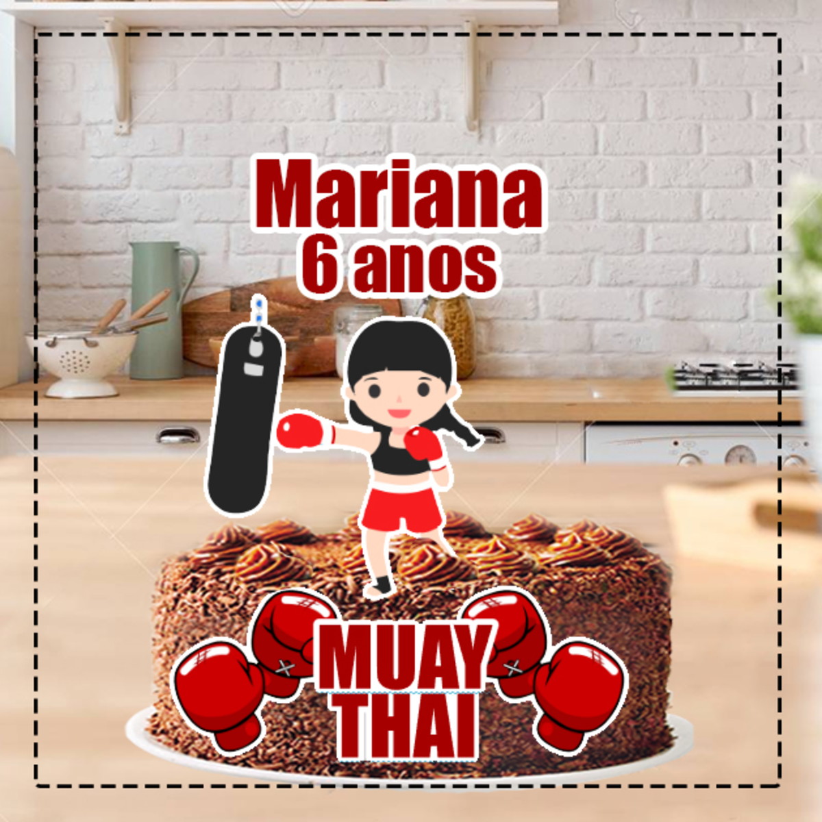 TOPO DE BOLO MUAY THAI MENINA - ARQUIVO DIGITAL