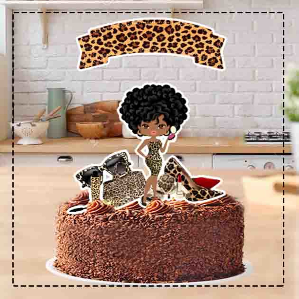 TOPO DE BOLO MULHER BLACK ONCINHA 1- ARQUIVO DIGITAL