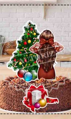 TOPO DE BOLO MULHER DE COSTAS NATAL - ARQUIVO DIGITAL
