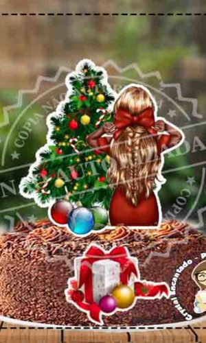 TOPO DE BOLO MULHER DE COSTAS NATAL REF 3258 ARQUIVO DIGITAL