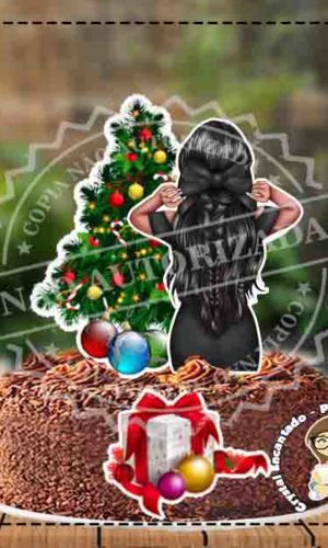 TOPO DE BOLO MULHER DE COSTAS NATAL REF 3261 ARQUIVO DIGITAL