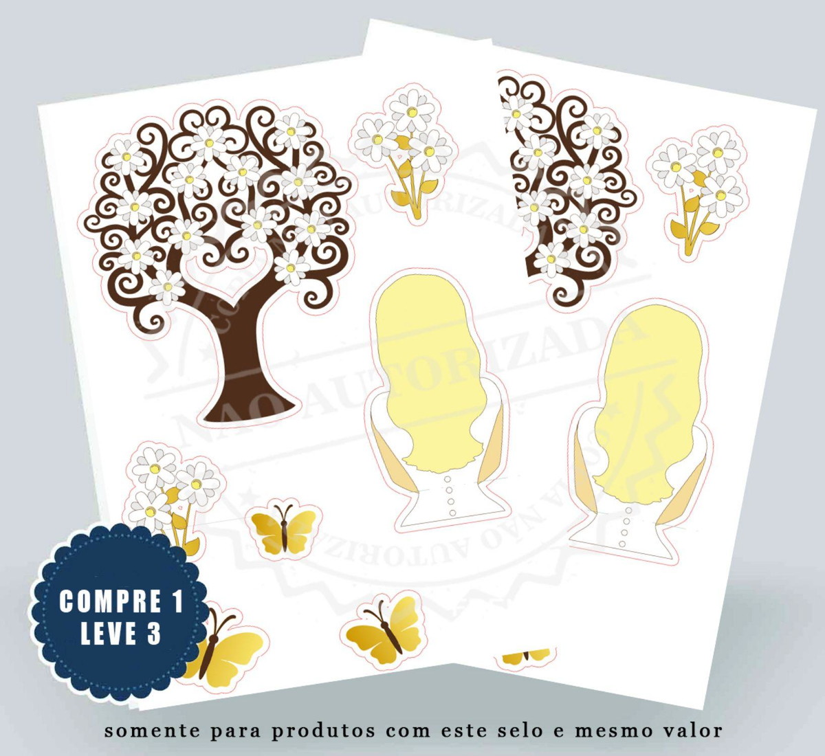 Topo de Bolo Mulher Loira- Compre 1 Leve 3