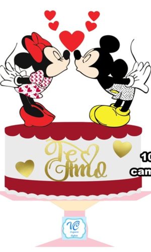 Topo de Bolo Namorados Minnie e Mickey -2- Arquivo de Corte