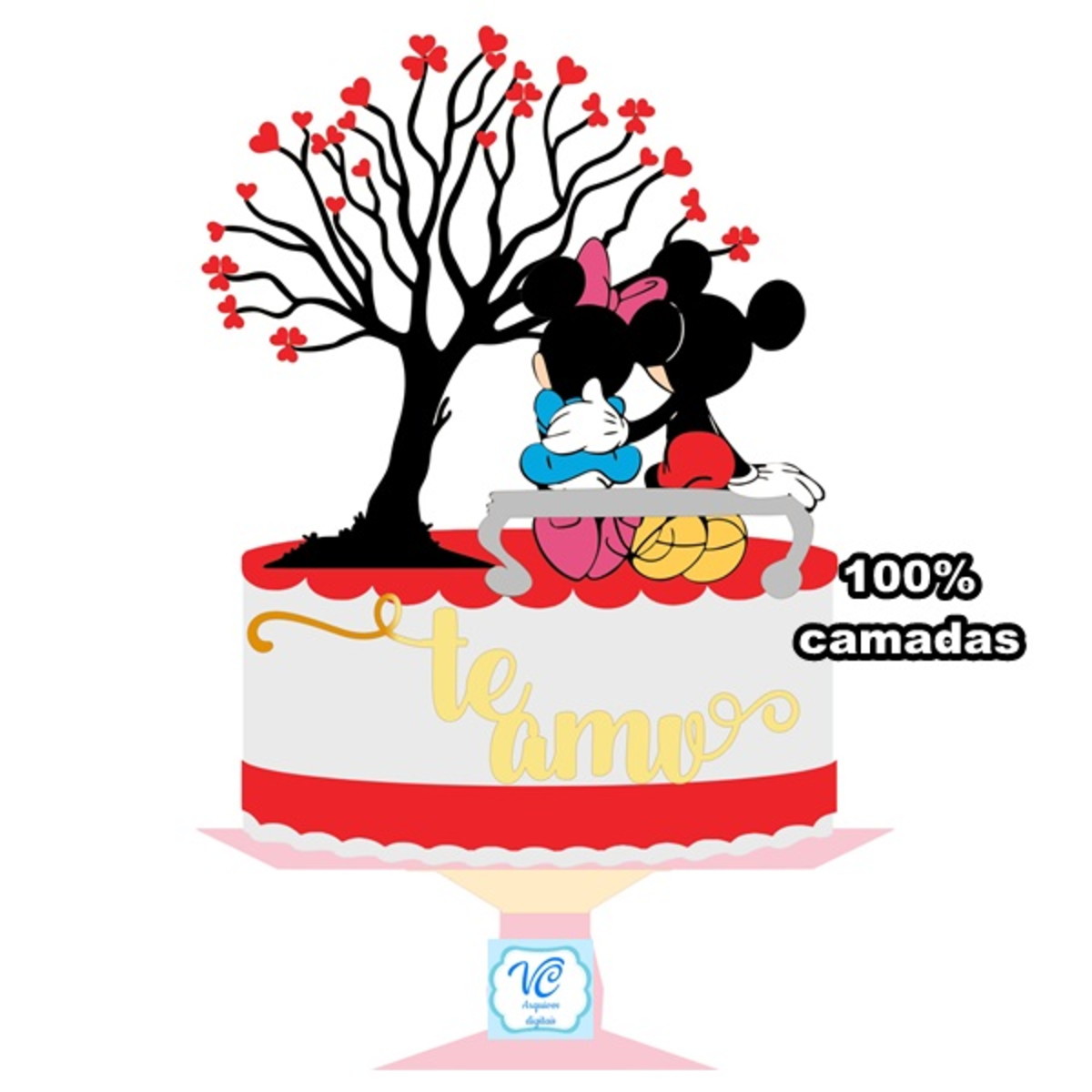 Topo de Bolo Namorados Minnie e Mickey -3- Arquivo de Corte