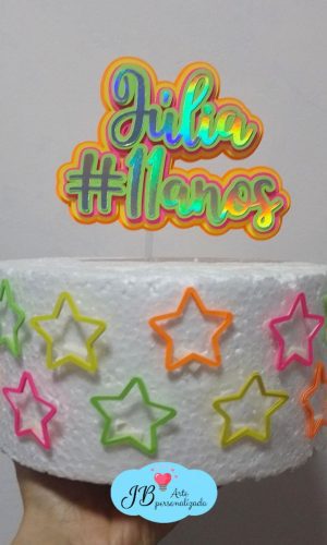 Topo de Bolo Neon