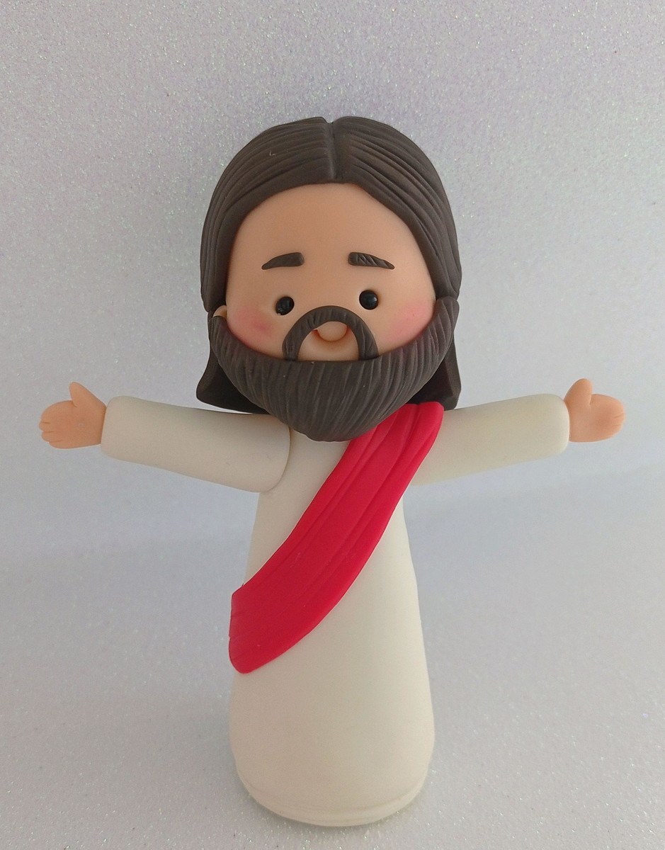 Topo de bolo noivinhos com Jesus - Imagem 4