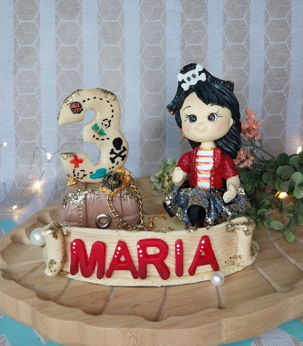 Topo de Bolo Pirata Glitter