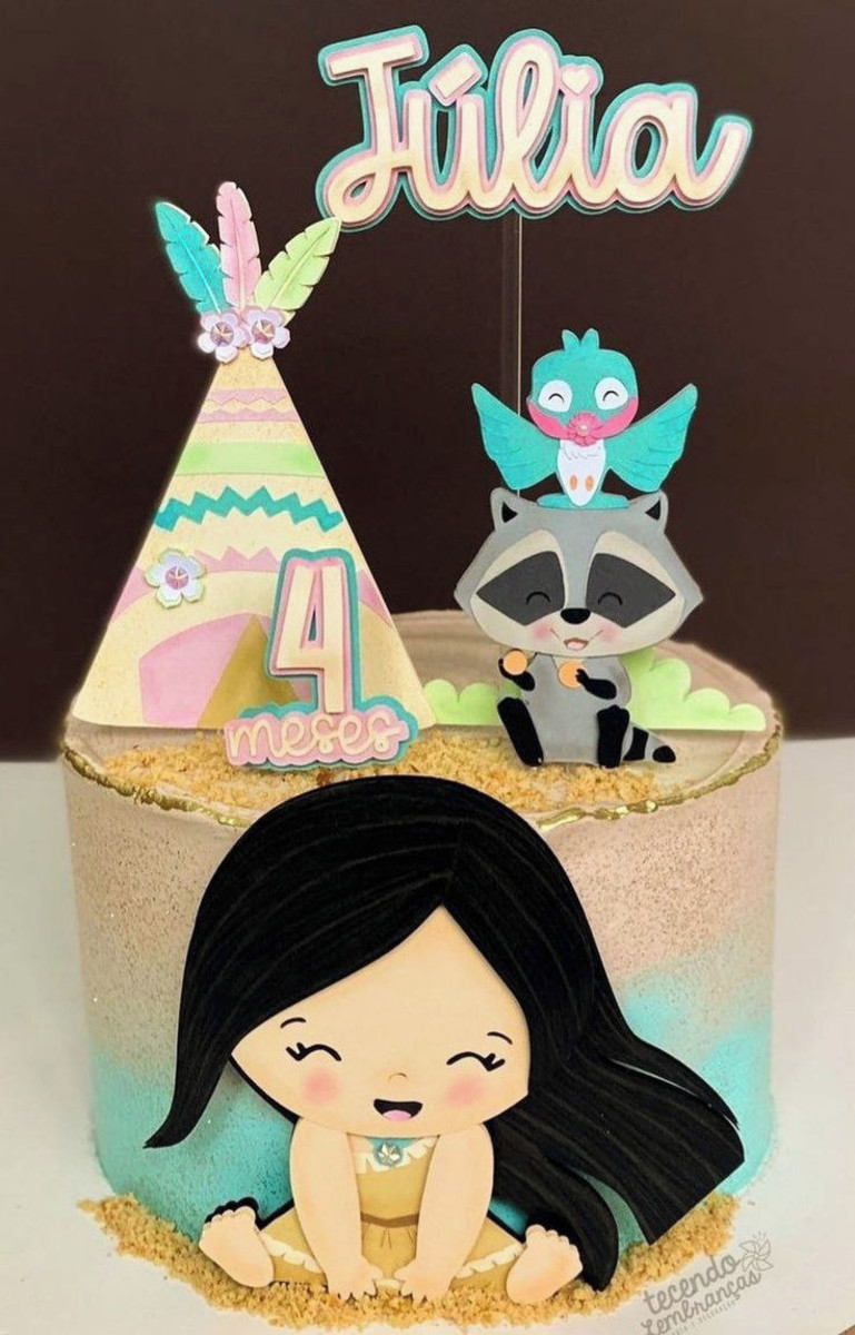 Topo de Bolo Pocahontas Baby + 4 Arquivos a Sua Escolha