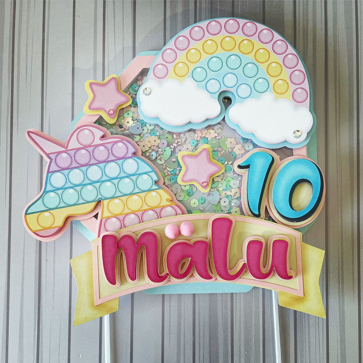 Topo de Bolo Pop It Menina - Arquivo Digital