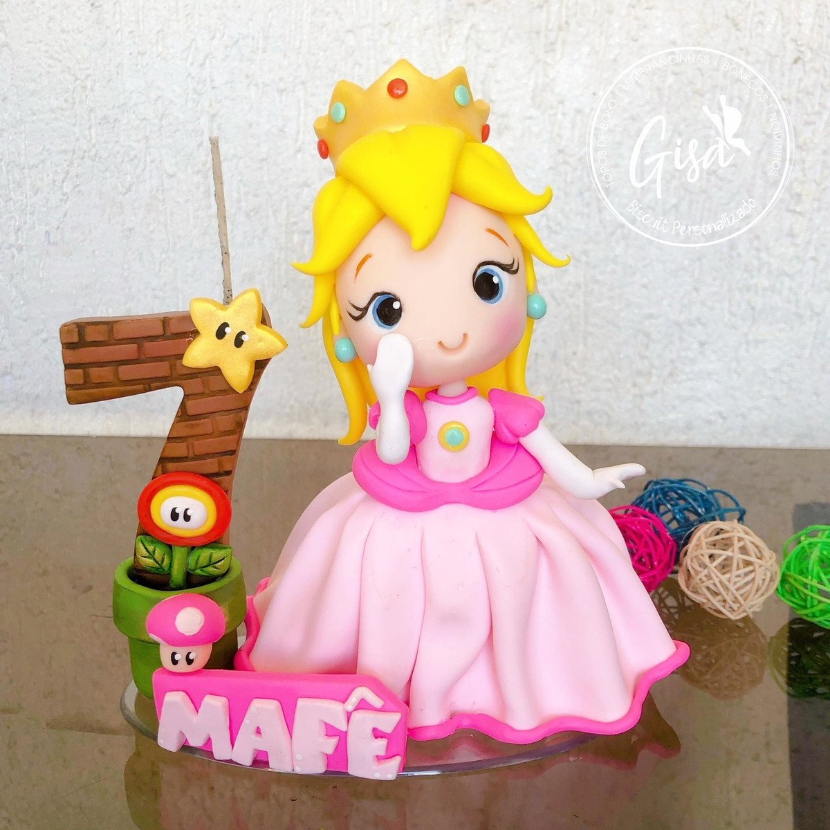 Topo de Bolo Princesa Peach