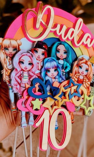 Topo de Bolo Rainbow High