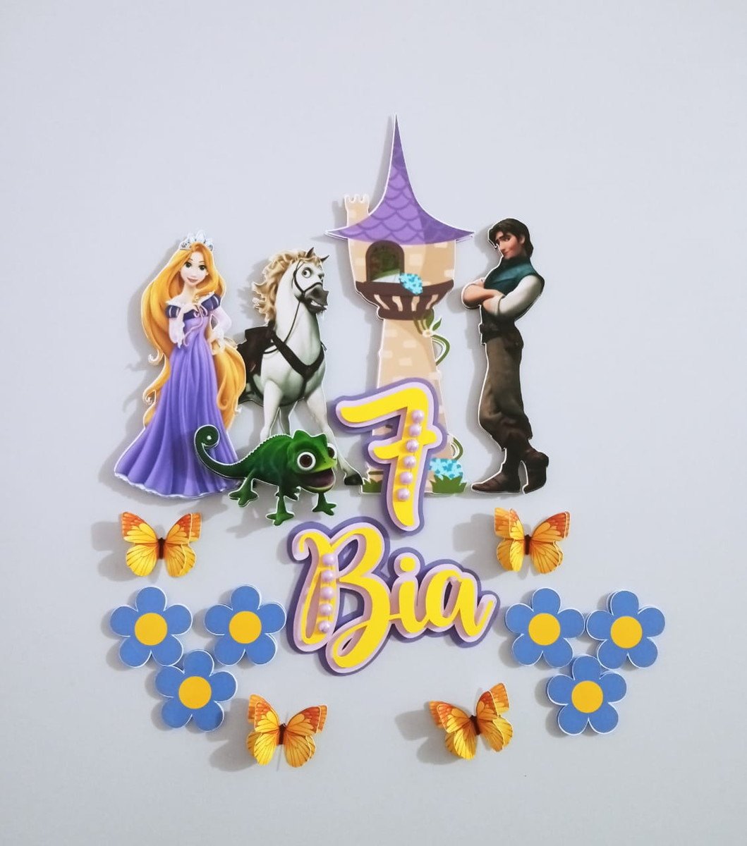 Topo De Bolo Rapunzel Enrolados - Imagem 2