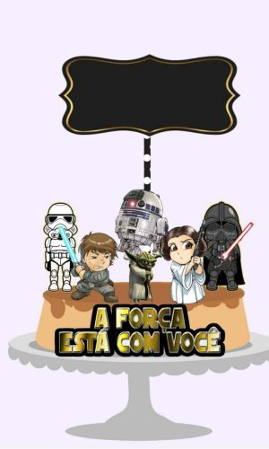 Topo de Bolo Star Wars Cute + 4 Arquivos a Sua Escolha