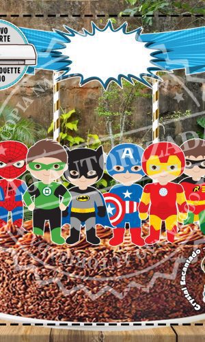 Topo de Bolo Super Herois Cute - Ref 2337 Arquivo Digital
