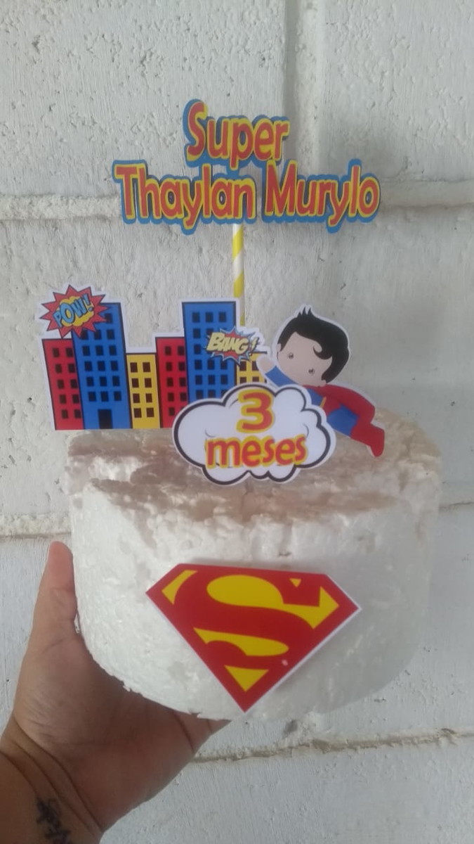 Topo de Bolo Super Man Cute - Arquivo Digital - Imagem 2
