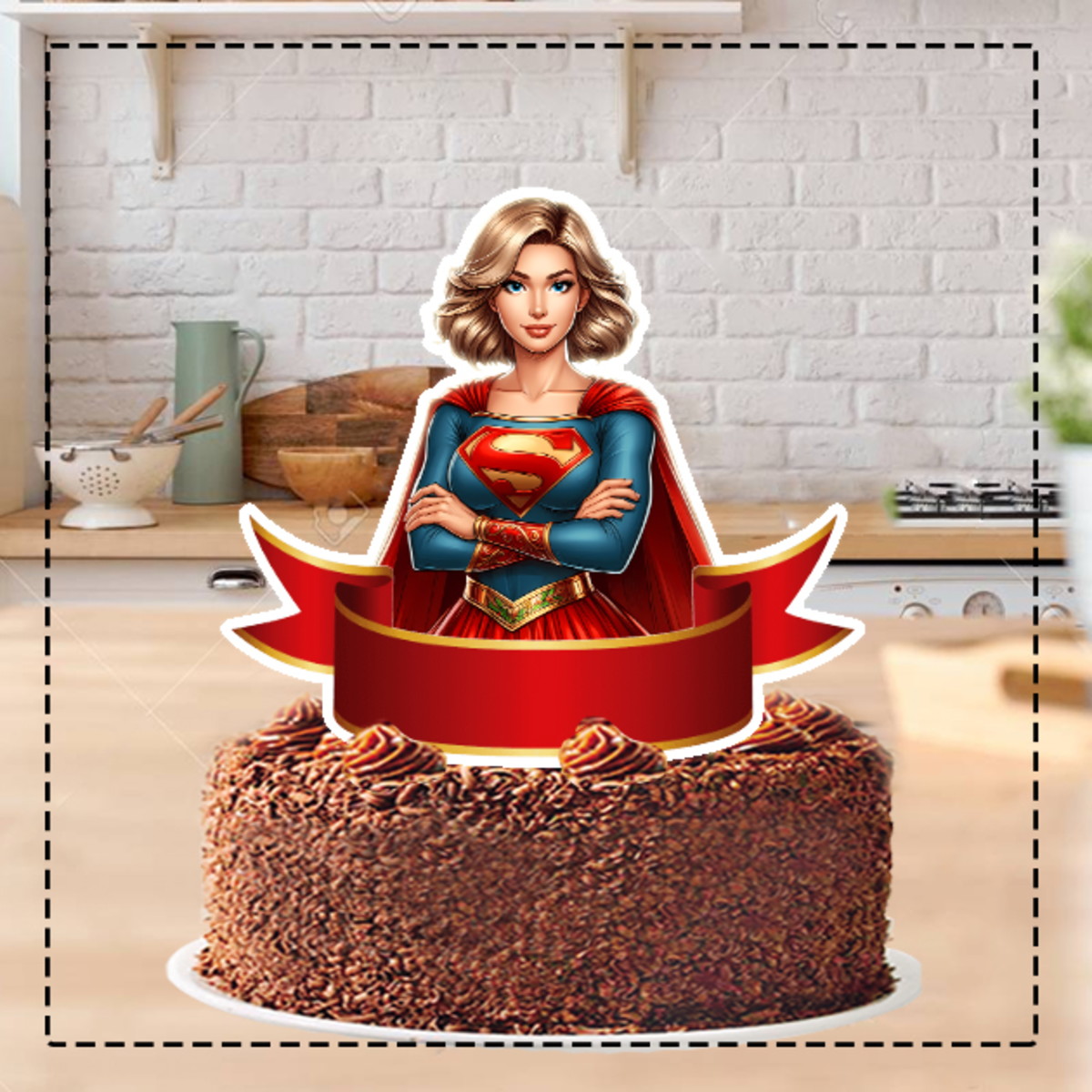 Topo de Bolo Super Mulher 5644 Arquivo Digital